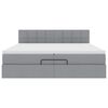 vidaXL Ottoman-Bett mit Matratzen & LEDs Hellgrau 200x200 cm Stoff