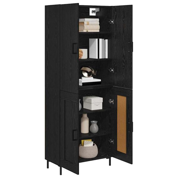 vidaXL Highboard Schwarz Eichen-Optik 69,5 x 34 x 180 cm Holzwerkstoff