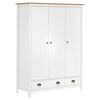 vidaXL Kleiderschrank mit 3 T&uuml;ren Hill Wei&szlig; 127x50x170 cm Kiefernholz