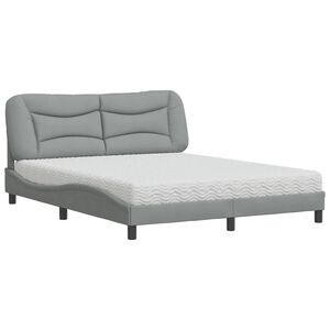 vidaXL Bett mit Matratze "Hvar" Hellgrau 160x200 cm Stoff