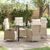 vidaXL Garten Essgruppe mit Kissen 5 pcs Beige Poly-Rattan