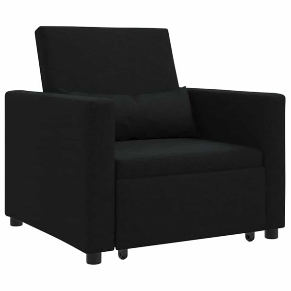 vidaXL Einzel-Schlafsofa mit Rädern Schwarz 90 x 165 x 87 cm Stoff