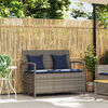vidaXL Gartenbank mit Stauraum und Kissen Grau Poly Rattan