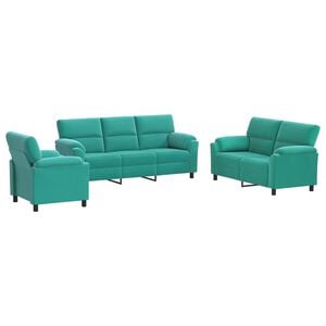 vidaXL Sofa-Set 3 pcs T&uuml;rkis Samt