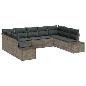 vidaXL Gartensofa-set mit Kissen 9 pcs Grau Polyrattan