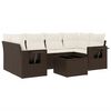 vidaXL 7-tlg. Garten-Sofagarnitur mit Kissen Braun Poly Rattan