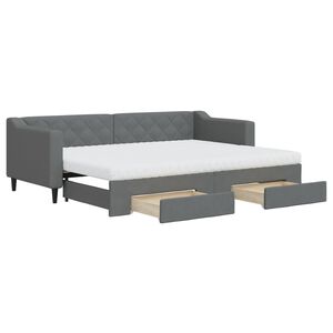 vidaXL Tagesbett Ausziehbar mit Schubladen Dunkelgrau 80x200 cm Stoff