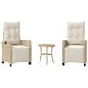 vidaXL 3-tlg. Bistro-Set mit Kissen Beige Poly Rattan