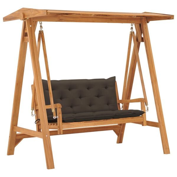 vidaXL Hollywoodschaukel mit Taupe Auflage 170 cm Massivholz Teak