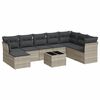 vidaXL 9-tlg. Garten-Sofagarnitur mit Kissen Hellgrau Poly Rattan