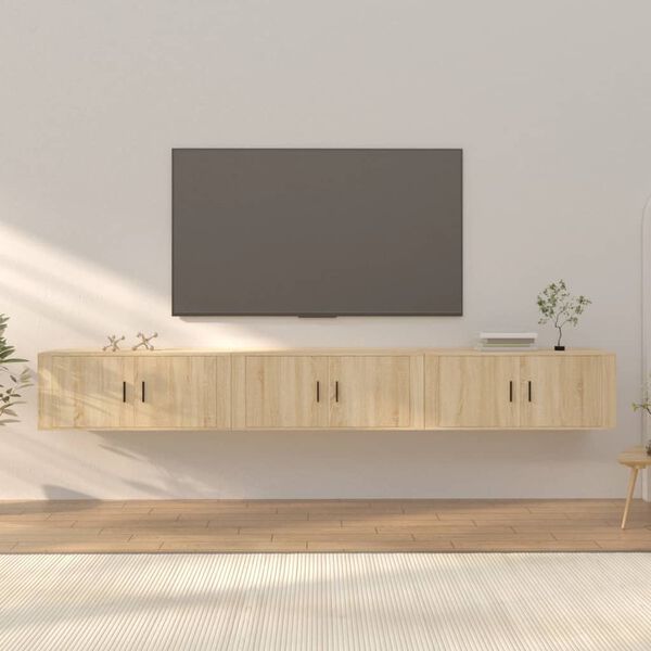 vidaXL TV-Wandschr&auml;nke 3 Stk. Sonoma-Eiche 100x34,5x40 cm
