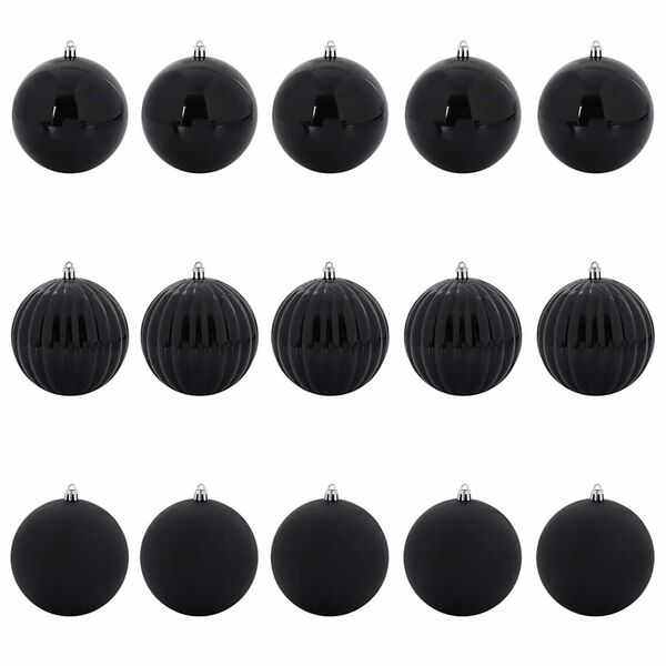 vidaXL Weihnachtskugel-Set 15 pcs Schwarz Kunststoff