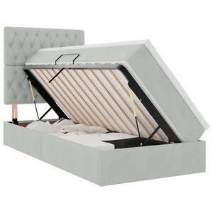vidaXL Bett mit Stauraum und LED mit LED Hellgrau 90 x 190 cm Samt
