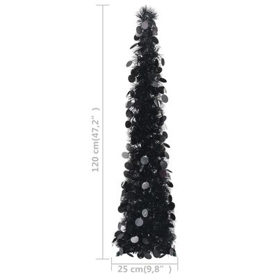 vidaXL Künstlicher Pop-Up-Weihnachtsbaum Schwarz 120 cm PET