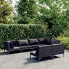 vidaXL 7-tlg. Garten-Lounge-Set mit Kissen Poly Rattan Dunkelgrau