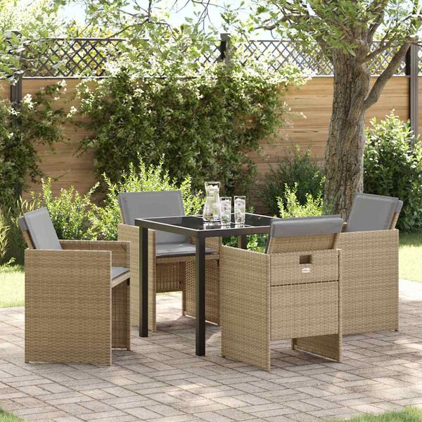 vidaXL Garten Essgruppe 5 pcs Beige Poly-Rattan
