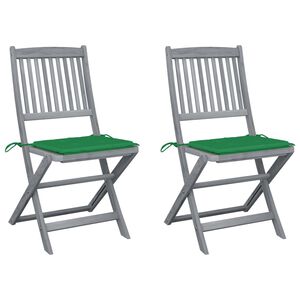 vidaXL Klappbare Gartenst&uuml;hle 2 Stk. mit Kissen Massivholz Akazie