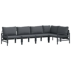 vidaXL Gartensofa-set mit Kissen 5 pcs Schwarz Stahl