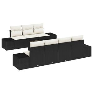 vidaXL Garten-Sofa-Set 8 stk. Schwarz und Creme Poly-Rattan
