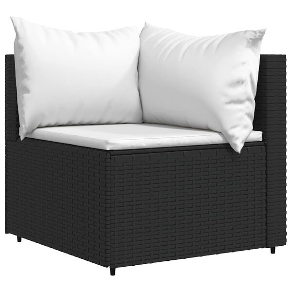 vidaXL 4-tlg. Garten-Lounge-Set mit Kissen Schwarz Poly Rattan