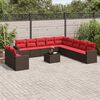 vidaXL 12-tlg. Garten-Sofagarnitur mit Kissen Braun Poly Rattan