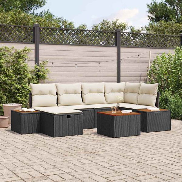 vidaXL Garten-Sofa-Set 7 pcs Schwarz 55 x 62 x 69 cm Poly Rattan