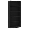 vidaXL B&uuml;cherregal 5 F&auml;cher Schwarz 80x24x175 cm Holzwerkstoff