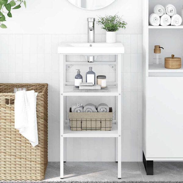 vidaXL Badezimmer Waschtischgestell Wei&szlig; 40x38x83 cm Eisen
