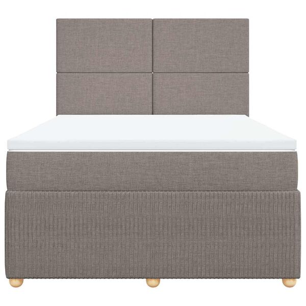 vidaXL Boxspringbett mit Matratze Taupe 140x190 cm Stoff