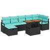 vidaXL Gartensofa-set 8 stk. Schwarz Poly-Rattan