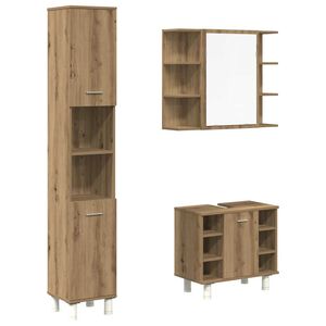 vidaXL 3-tlg. Badm&ouml;bel-Set Artisan-Eiche Holzwerkstoff