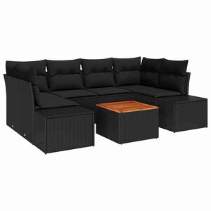 vidaXL Gartensofa-set mit Kissen 7 pcs Schwarz Poly-Rattan