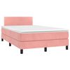 vidaXL Boxspringbett mit Matratze & LED Rosa 120x190 cm Samt