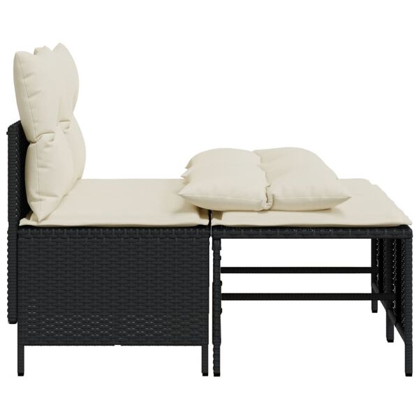 vidaXL 4-tlg. Garten-Sofagarnitur mit Kissen Schwarz Poly Rattan