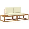 vidaXL Outdoor End Sofa 2 St&uuml;ck Natur und Creme Massivholz Akazie