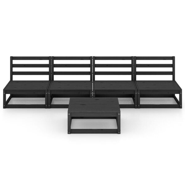 vidaXL 5-tlg. Garten-Lounge-Set Schwarz Massivholz Kiefer