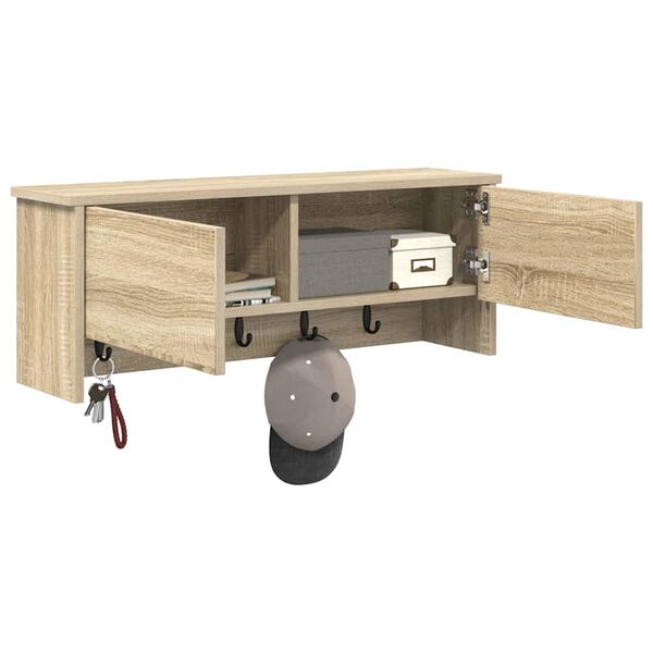 vidaXL Wandmontierter nachttisch mit T&uuml;r Sonoma-Eiche 80 x 20 x 30 cm