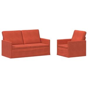 vidaXL Sofa-Set 2 pcs Rot-Orange Cordstoff
