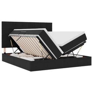 vidaXL LED-Speicherbett mit Matratze Schwarz 180 x 200 cm Samt