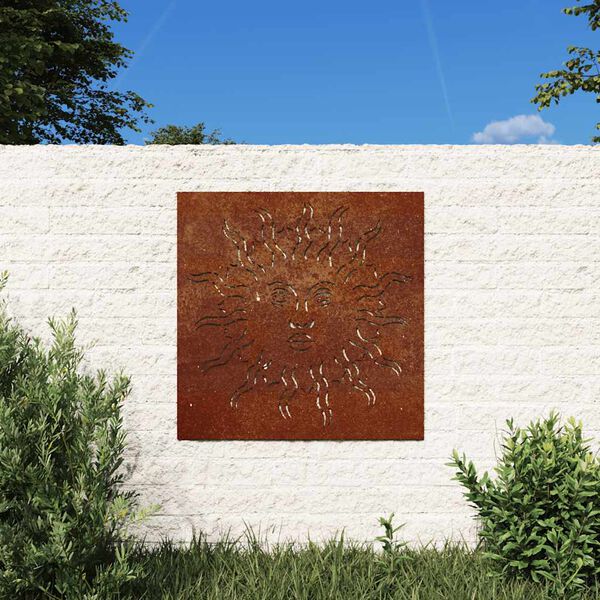 vidaXL Garten-Wanddeko 55x55 cm Cortenstahl Sonne-Design