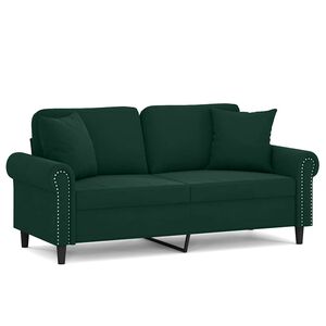 vidaXL 2-Sitzer-Sofa mit Zierkissen Dunkelgr&uuml;n 140 cm Samt