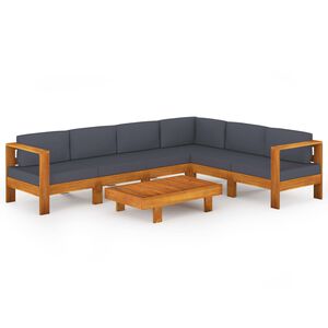 vidaXL 7-tlg. Garten-Lounge-Set mit Dunkelgrauen Auflagen Akazienholz