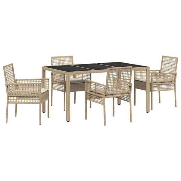 vidaXL Garten Essgruppe 5 pcs Beige Poly-Rattan