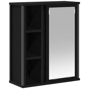vidaXL Bad-Wandschrank mit Spiegel Schwarz Eichen-Optik 50x21x60 cm
