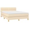 vidaXL Boxspringbett mit Matratze & LED Creme 140x200 cm Stoff