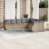 vidaXL 9-tlg. Garten-Sofagarnitur mit Kissen Beige Poly Rattan