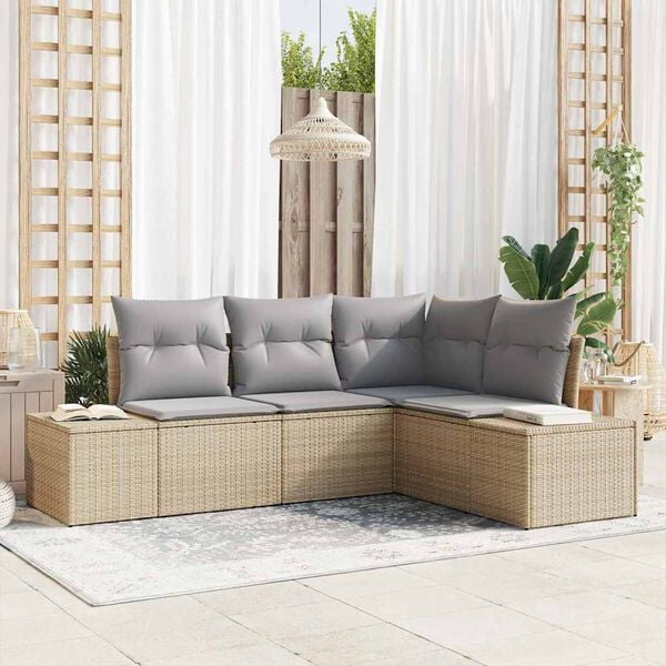 vidaXL Gartensofa-set 4 pcs Beige und Hellgrau Poly-Rattan
