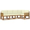 vidaXL Outdoor-Sofagarnitur mit Kissen 5 pcs Natur und Creme Polyester