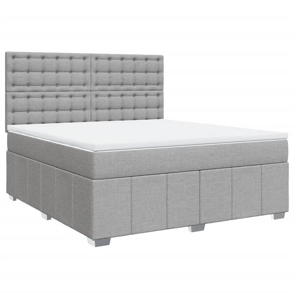 vidaXL Boxspringbett mit Matratze Hellgrau 180x200 cm Stoff