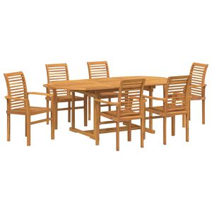 vidaXL Garten Essgruppe 7 pcs Braun Massivholz Teak
